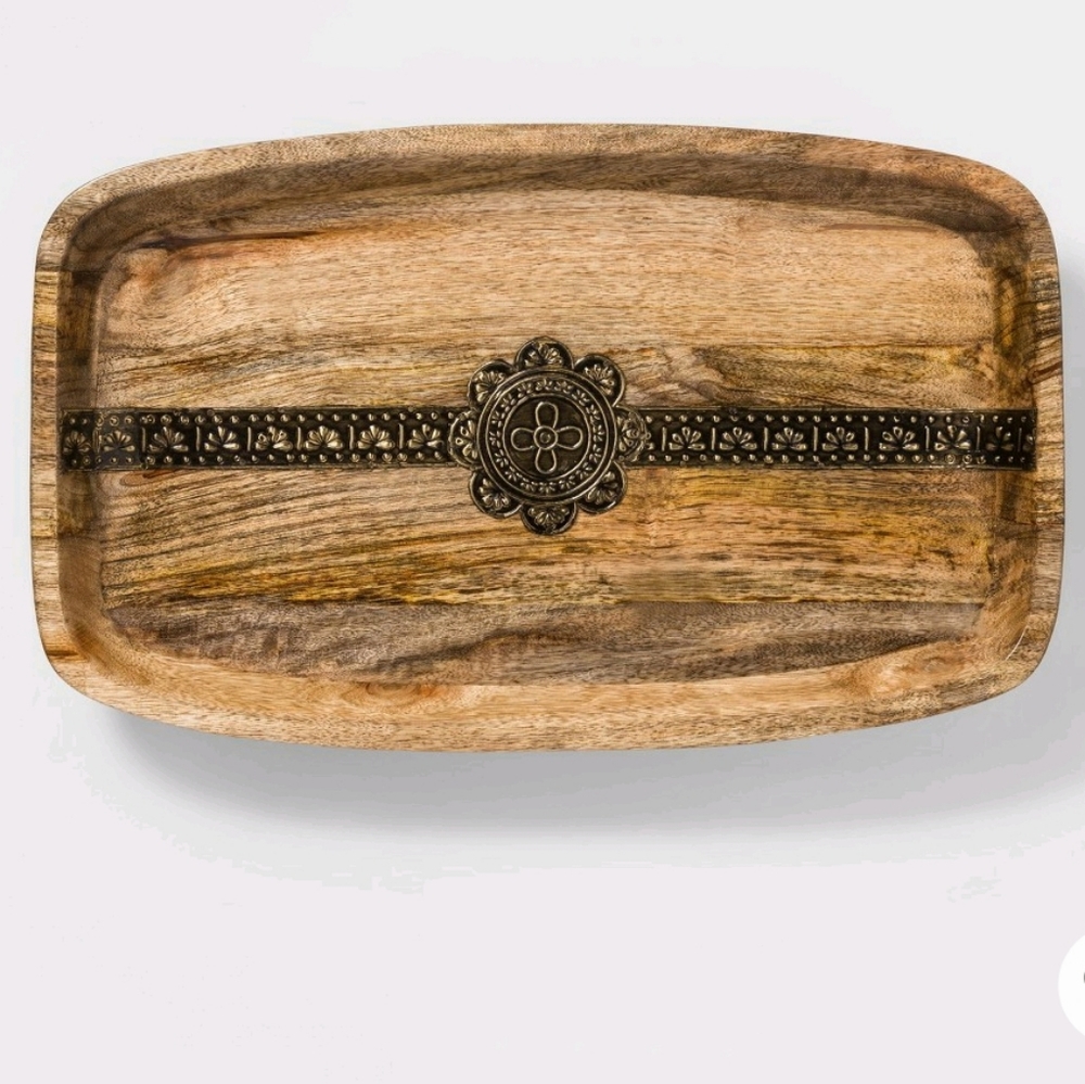 Cravings by Chrissy Teigen Mango Wood Tray Decor NEW